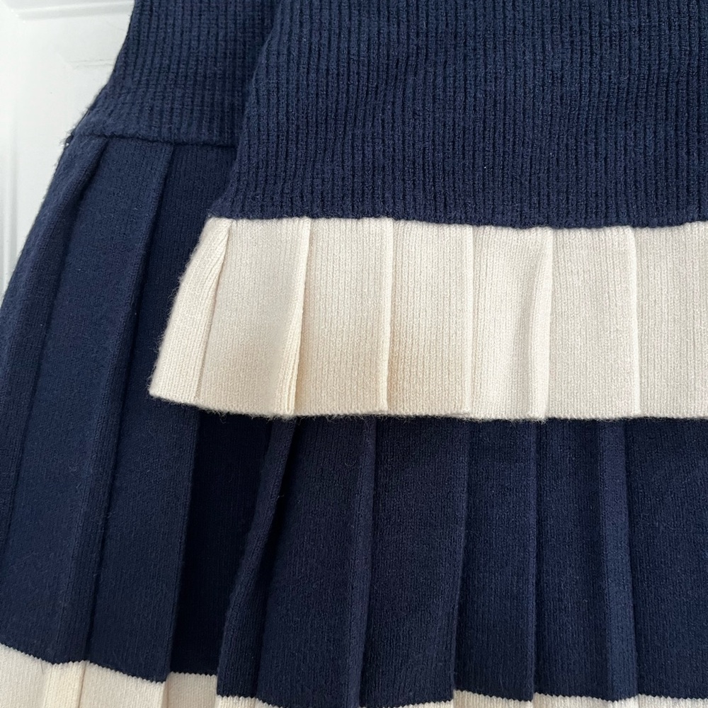Chic Navy and Cream Women's Skirt Set